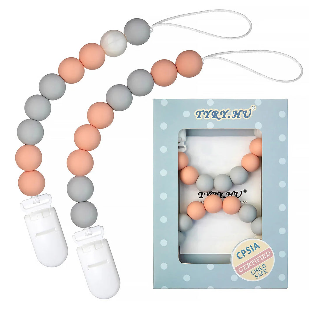 2 Attache-tétines en silicone pour bébé